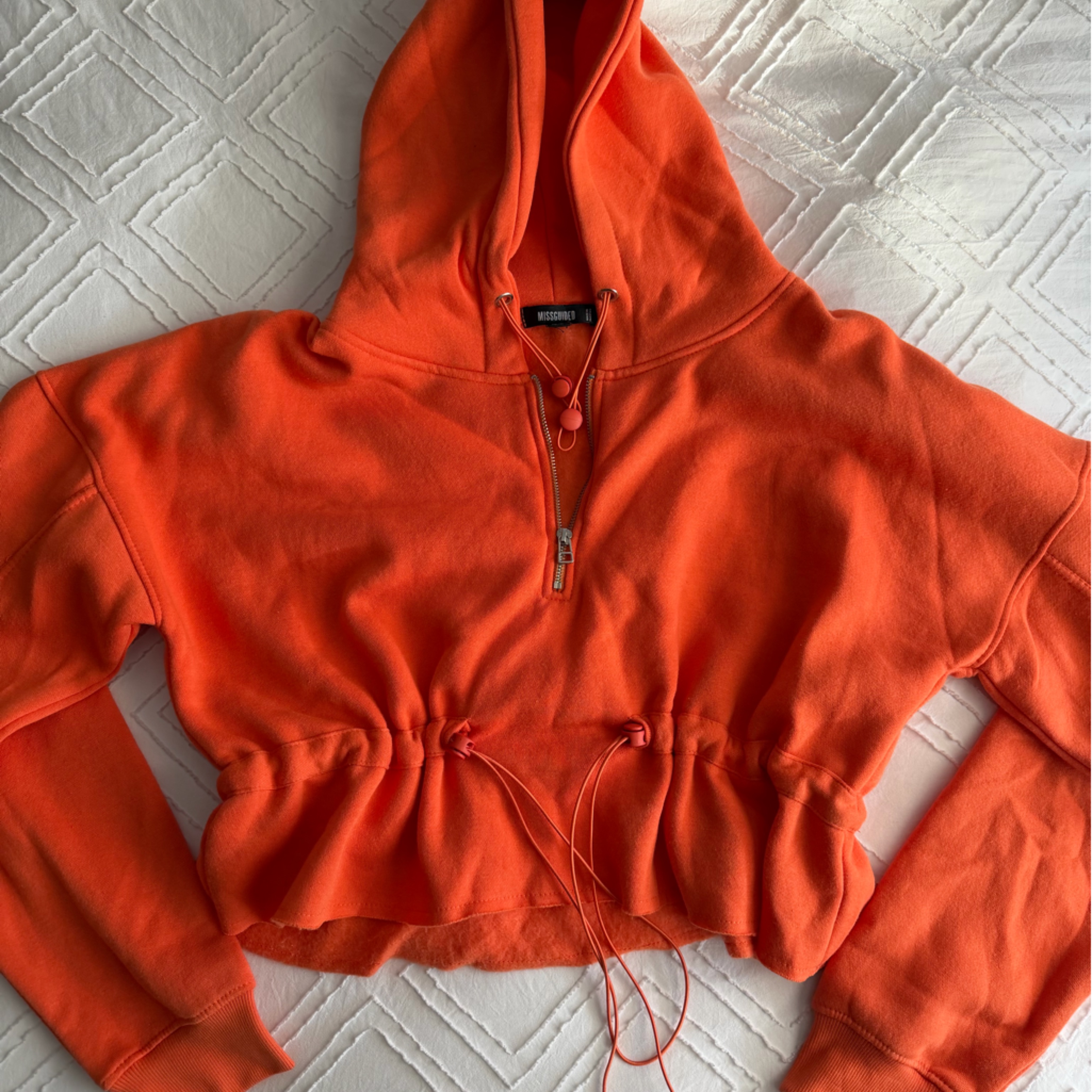Missguided Bright Orange Cropped Hoodie